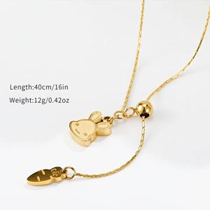 TEMU 귀여운 동물 시리즈 티타늄 스틸 작은 토끼 태슬 당근 당기기 정교한 여성 파티 목걸이
