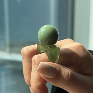 TEMU 1개 반투명 예술적인 젤리 라운드 구슬 수지 반지, Y2K 과장된 귀여운 여성용 주얼리, 일상 출퇴근, 여름 해변, 선물용으로 적합