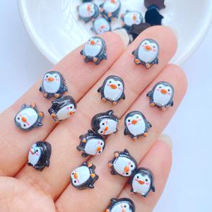 TEMU 100개 신상 귀여운 9mm 수지 미니 펭귄 시리즈 플랫백 스톤 피규어 DIY 웨딩 스크랩북 매니큐어 액세서리