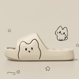 TEMU 새로운 여름 귀여운 고양이 여성 슬리퍼 부드러운 두꺼운 밑창 편안한 키높이 커플 슬리퍼 패셔너블 다용도 홈웨어 외출 가능 슬리퍼, 여성 신발