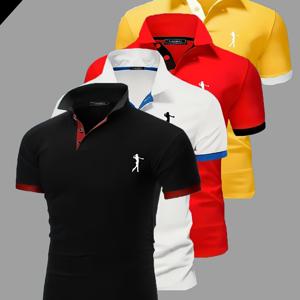 TEMU [Shule Water OBM] 여름 남성용 반팔 폴로 셔츠 4pcs 세트 통기성 좋고 편안한 스타일 비즈니스