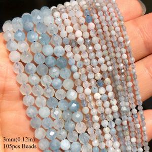 TEMU 2/3/4mm 천연 아쿠아마린 스톤 비즈 - 다이얼링, 목걸이, 귀걸이 제작용 세팅 구슬 - 여성에게 어울리는 우아한 선물, 주얼리 부품