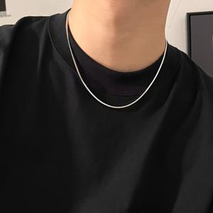 TEMU 남성용 패셔너블 스테인리스 스틸 목걸이 - 세련된 라운드 스네이크 체인 디자인, 다목적 실버 컬러본 체인, 트렌디한 스타일, 여성에게도 어울리는