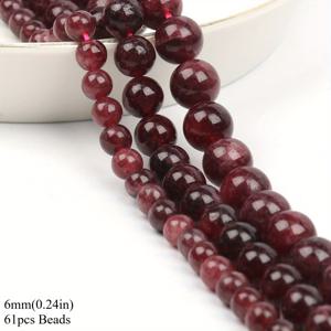 TEMU 8-11mm 천연 레드 가넷 스톤 라운드 스무스 루즈 스페이서 비즈, DIY 액세서리 제작용 팔찌 목걸이 장식품, 축제 선물 7.5인치