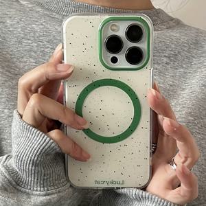 TEMU 트렌디한 화이트 그린 페인트 스플래터 자석 폰 케이스 - 아이폰 17 프로 맥스, 17 프로, 17 에어, 16 프로 맥스, 15, 14 프로, 16 플러스, 13, 12, 11 소프트 백 커버