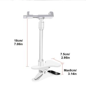 TEMU 18Cm/35Cm 조절식 모니터 스탠드, 부드러운 긴 튜브, 고정 클램프 포함, 빠른 설치를 위한 드릴 불필요. 아기 침대, 데스크탑, 책장 등에 적합