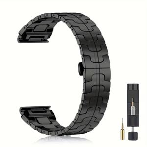 TEMU 스테인리스 스틸 금속 퀵 핏 시계 스트랩, Tactix 8 47/51/43mm/Fenix 8 47/51/43mm/Fenix E/7/7X/7S/6S/6/6X Pro/5S/5/5X Plus/Desnt G2/Desnt Mk3/Mk3i 43/51mm/Enduro 3/2/ Pro 42/47/51mm/ 7/7pro용, 착용이 간편함