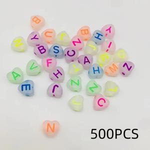 TEMU 500개/야광 발광 문자 비즈/다양한 주얼리, 귀걸이, 목걸이에 적합. 파티 장식/고백 토큰, 이름 추가, 창의적인 슬로건/기념일 주얼리, 테마 주얼리, 데일리 패션 추가