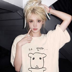 TEMU 새로운 여름 우아한 여성용 루즈 드롭 숄더 라운드넥 티셔츠 반팔, 일본 및 한국 스타일 만화 강아지 패턴 프린트, 캐주얼 다용도 귀여움