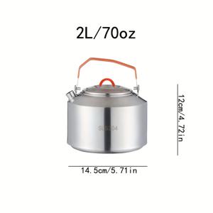 TEMU 1L/2L 스테인리스 스틸 캠핑 물병 - 휴대용 및 내구성, 야외 피크닉에 적합, 재사용 가능한 티포트
