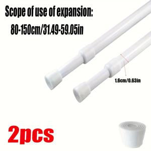 TEMU 2개입 (지름 1.6, 2.2Cm/0.62, 0.86In), 다기능 드릴 불필요 다용도 접이식 샤워 로드, 내장 스프링, 강력한 하중 지지력, 전기 불필요, 문 커튼 로드, 커튼 로드, 빨래 건조대, 가정 장식 용품