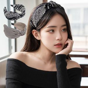 TEMU 1+1 여성용 넓은 헤어밴드 세트, 와이드 꼬임 머리띠, 귀안아픈 리본 페이즐리 반다나, 헤어 악세사리