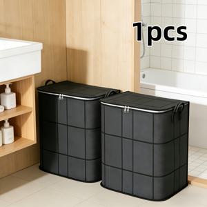 TEMU 특대형 블랙 접이식 옷장 수납 상자, 쌓을 수 있는 대용량 수납 상자, 공간 절약형 이불 수납 상자 두꺼운 이사 포장 가방, 옷 및 이불 접이식 수납 상자, 선반 바구니