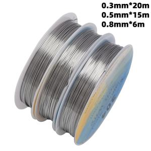 TEMU 304 스테인리스 스틸 공예용 와이어 3롤 41미터, 규격 0.3mm*20m, 0.5mm*15m, 0.8mm*6m, 프로젝트 및 수공예품, DIY 구슬 꿰미용 와이어에 적합