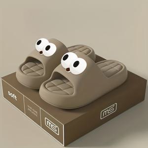 TEMU 패셔너블하고 매우 멋진 패셔너블 완벽한 결점 없는 EVA 슬리퍼, 빅아이 3D 장식, 체크 무늬 텍스처, 미끄럼 방지, 캐주얼 슬리퍼 - 실내/외 사용에 적합, 해변 및 바다, 남녀공용, 모든 계절, 멀티 컬러 옵션, 여성 신발