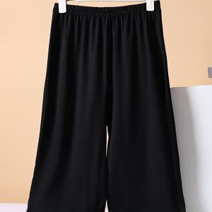 TEMU 남성용 여름 홈웨어 바지, 아이스 실키 소재, 시원하고 통기성 좋은 크롭 팬츠, 단색, 캐주얼 팬츠, 실내 가정복용