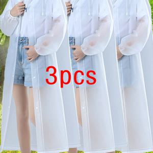 TEMU 3개 흰색 야외 레저 여성용 , 비오는 날 야외 레저 하이킹 , 방풍 및 EVA 두꺼운 풀 바디 원피스 , 여행 야외 사이클링 휴대용 , 하이킹 휴대용 성인
