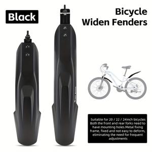 TEMU WEST BIKING 사이클링 전후방 머드 가드 세트, 확장 및 확장, 산악 및 로드 자전거용 퀵 릴리스 펜더, 20-24인치 자전거에 적합