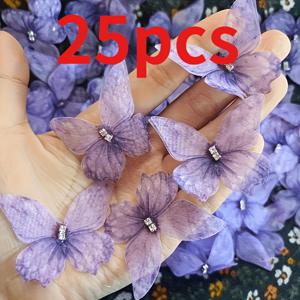 TEMU 25개 우아한 메시 컬러풀 나비 아플리케 – 웨딩 드레스, 의류, 헤어 장식, 브라이덜 헤드피스 장식용 3D 수제 천 패치, 다양한 스타일 제공