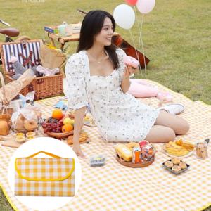 TEMU 봄맞이 나들이 피크닉 매트, 비치 매트, 방습 야외용 매트, 두꺼운 옥스포드 천 캠핑 매트, 핸드백 스타일 휴대용 가방 포함 접이식 피크닉 담요