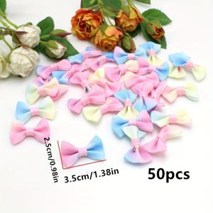 TEMU 50개 파스텔 마카롱 혼합 및 매칭 천 리본 - 분홍색, 파란색, 노란색, 오렌지색 및 초록색 리본으로 구성된 밝은 색상으로 구성된 꽃束, 선물 포장 및 공예용으로 사용할 수 있는 리본 - 깃털 없음, 6가지 색상으로 미리 정렬되어 있습니다.