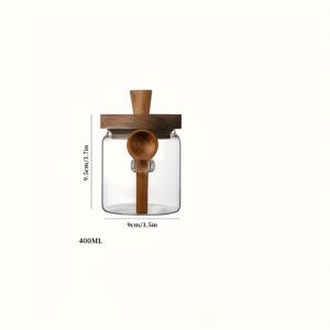 TEMU 1개 커피 원두 보관 용기 800ml 고 붕규산 유리 꽃병 나무 뚜껑 습기 방지 조미료 병 주방 견과류 향신료 정리함 나무 스푼 밀봉 용기