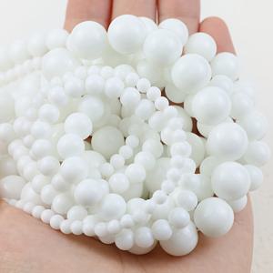 TEMU 4-12mm 광택 화이트 마노 비즈 - DIY 주얼리 제작용 매끄러운 둥근 구멍 뚫린 스톤 비즈, 팔찌 목걸이 귀걸이용, 균일한 크기와 반짝이는 마감의 내구성 있는 공예 재료, 핸드메이드 액세서리, 통일된 디자인