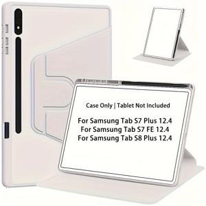 TEMU 삼성 갤럭시 탭 S8 플러스/S7 FE/탭 S7 플러스 케이스 - 홀더 & 360° 회전 커버 포함, 자동 웨이크/슬립 기능, 삼성 갤럭시 탭 S8+/S7 FE/S7+ (12.4인치) 호환 하드 보호 케이스