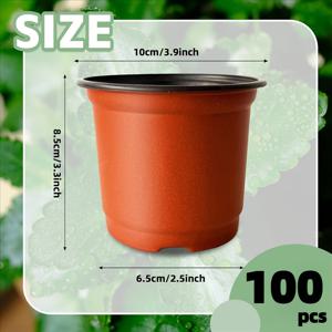 TEMU 100개입 4인치(약 10cm) 빨간색 휴대용 모종 용기, 간편 컵, 하단 배수구, 모종 재배에 적합, 소형 식물 재배 용기, 실내외 사용 가능, 아름답고 실용적임