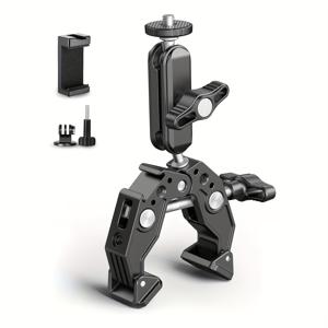 TEMU 초강력 클램프 카메라 마운트 360° 볼헤드, 매직 암 & 듀얼 볼 어댑터 (1/4
