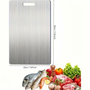 TEMU 스테인리스 스틸 도마 정육점용 블록 1개 | 치즈 및 샤르퀴트리 보드, 고기, 치즈, 빵, 야채, 과일용 샤르퀴트리 보드, 가정 및 기숙사용 도마, 주방 도구 | 가족 선물, 주방용 도마 | 야외 피크닉용으로 휴대가 간편하고 편리한 필수 주방 용품