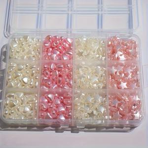 TEMU 10mm 핑크 & 화이트 별 & 하트 비즈 세트 박스, 발렌타인데이 선물, 발렌타인데이 팔찌, 비즈 주얼리 제작 용품으로 사용 가능