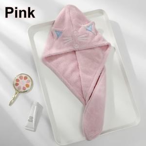 TEMU 여성을 위한 귀여운 고양이 귀 산호 드라이 헤어캡 - 속건성 초극세사 드라이 헤어캡, 흡수성 높은 수영 및 샤워 후 모자, 목욕, 샤워, 수영 후 젖은 머리에 적합 - 귀여운 고양이 디자인
