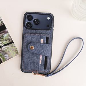 TEMU 아이폰 17 16 14 Plus 13 12 11 Pro Max용 패셔너블 데님 패턴 합성가죽 랜야드 지갑 케이스 - 멀티기능 카드홀더, 풀커버 충격방지 합성가죽 커버
