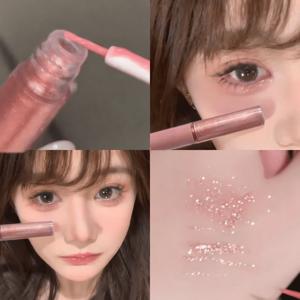 TEMU 리퀴드 아이섀도우 펄 글리터 아이섀도우 유리광 글로시 광택 지속력 좋은 아이 메이크업 핑크