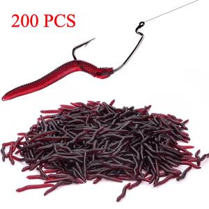 TEMU 200개 지렁이 소프트 루어 - 0.3그램 레드 웜스 - 인공 고무 생동감 있는 미끼 - 낚시용 소프트 베이트,레드 웜 루어 미끼 – 자연스러운 외관·물속 액션, 향기유인 타입, 배스/광어/송어/붕어 등 전천후 담수바다 미끼 , 낚시 미끼 지렁이 루어