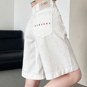 TEMU Sunburst Wonder 여성 청 반바지 여름 얇은 하이웨스트 날씬해 보이는 a라인 일자 5부 바지