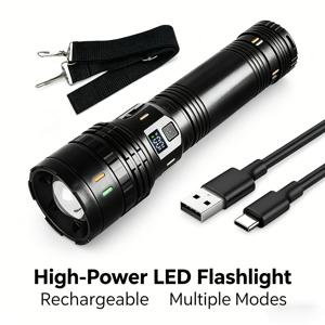 TEMU 이 높은 루멘 손전등은 USB 충전을 지원하며, 3600mAh 대용량 배터리를 특징으로 하며, IP44 보호 등급을 갖추고 있으며, 어깨 스트랩이 함께 제공됩니다. 야외 활동, 작업, 가정, 순찰 및 낚시에 적합합니다. IP44