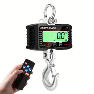 TEMU 2000kg 디지털 크레인 스케일, 65피트 원격 제어 N/lb/kg 3단위 교체용 고부하 산업용 전자 헤비 듀티 후크 행잉 스케일, 배터리 미포함