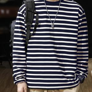 TEMU 남성용 크루 넥 긴팔 티셔츠, 봄과 가을용 캐주얼 편안한 루즈핏 탑