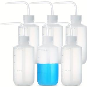 TEMU 6개입, 실험실 세척 용기, 곡선형 노즐이 있는 스퀴즈형 세척 용기, 투명 250ml 세척 용기, 부드럽고 높은 유연성을 갖춘 실험실 스퀴즈 용기, 투명한 측정 눈금이 있는 좁은 입구
