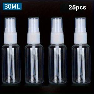 TEMU 25개 미니 스프레이 병 30ml / 1oz - 투명한 고체 스프레이 리필 가능 여행용 병, 에센셜 오일, 향수 및 스킨 케어 제품에 적합, 휴대용 빈 스프레이 병, 재사용 가능한 향수 스프레이 병, 간편한 디자인, 누수 방지 디자인