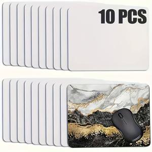 TEMU 10개 세트 열전사 빈 마우스패드, 사진 이름 디자인 4K 고화질 패턴 마우스패드. 8.6인치 x 7인치 - DIY 열전사 디자인, 미끄럼 방지 고무 베이스, 예술 및 수공예에 적합 | 기업 선물 솔루션