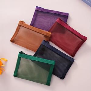 TEMU 5개 메시 ID 카드 홀더 더블 지퍼 지갑 휴대용 투명 ID 버스 카드 영수증 보관 파우치 멀티 컬러