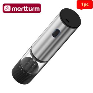 TEMU 전기 소금/후추 그라인더, 충전식, 조절 가능한 분쇄 정도, 소금용 60ml 용량, 원버튼 작동, 저소음, 주방 및 식당에 적합, 블랙