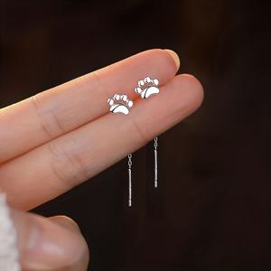 TEMU 귀여운 동물, 고양이, 강아지 발자국 귀걸이 2개 세트, 친구와 사랑하는 사람을 위한 생일/기념일 선물로 이상적. 데일리 커뮤팅과 파티웨어에 적합