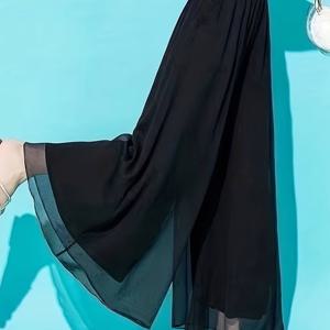 TEMU 봄/여름 와이드핏 하이웨이스트 시폰 팬츠, 캐주얼 팬츠, 발목 팬츠, 와이드핏 스커트 팬츠|치마바지