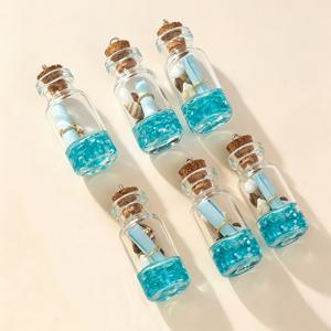 TEMU 6개 세트 드리프트 유리병 참 장식, 소원병 펜던트, 주얼리 만들기 DIY 핸드메이드 목걸이 귀걸이 액세서리