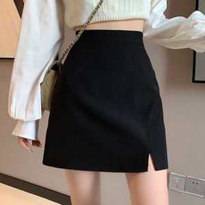 TEMU 품질 좋은 재고 보유 소격녀를 위한 힙핏 스커트, 슬릿 비침 방지 미니 스커트 팬츠, 블랙 뒷면 지퍼 A라인 트위드 스커트|치마바지