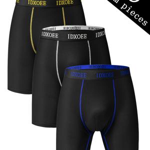 TEMU 남성용 스키니핏 쉐이퍼웨어 속옷 3pcs - 통기성, 신축성, 빠른 건조, 탄력성 허리밴드, 봄철 운동, 스포츠, 캐주얼 착용용 롱 박서 브리프 쇼츠 - 부드럽고 가벼우며 습기 제거 기능